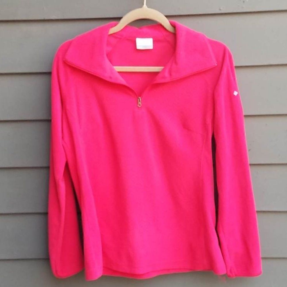 Columbia Red Pop Top with Front Part Zip Size Medium